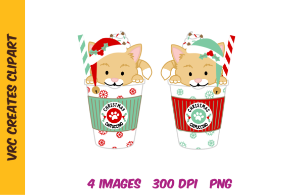 Christmas Cat Catpuccino: A Festive Illustration for Creative Graphics