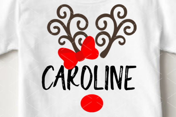 Christmas Deer Antlers Bow Monogram Girl Graphics