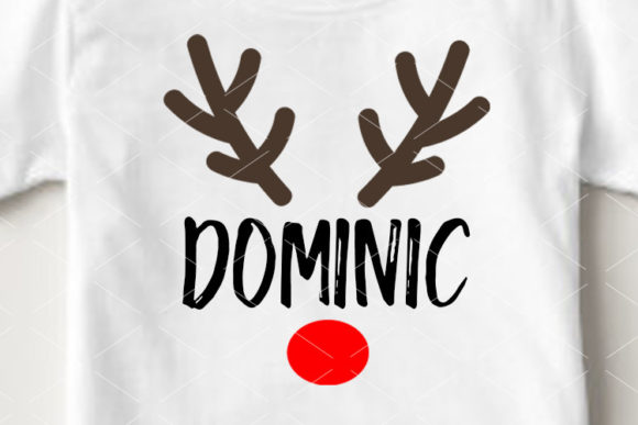 Christmas Deer Antlers Red Nose Monogram: Festive Graphics for Local Brands
