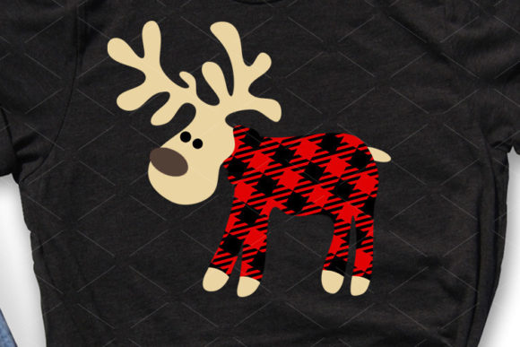 Christmas Deer in Pajamas Buffalo Plaid Graphics