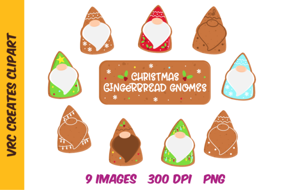 Christmas Gingerbread Cookie Gnomes: Sweet Graphics for Crafting
