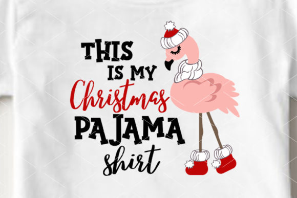 Christmas Pajama Shirt Pink Flamingo Graphics for Branding