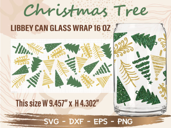 Christmas Tree Libbey Can Glass Wrap: Festive Graphics for Local Brands