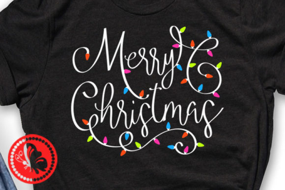 Festive Branding with Merry Christmas Lights Quote Sayings Graphics