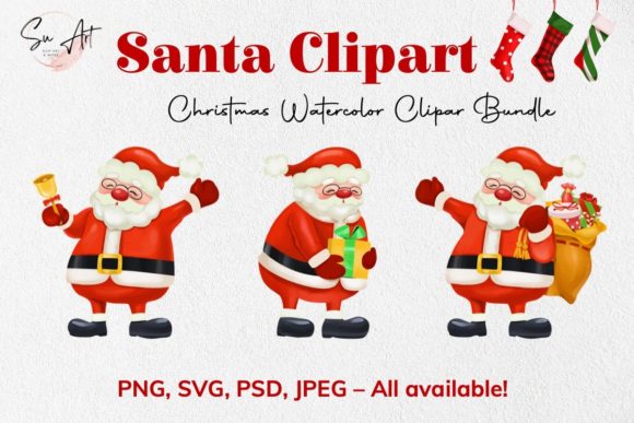 Santa Watercolor Christmas Clipart: A Charming Graphics Asset