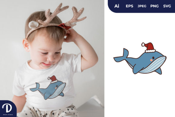 Whale Wearing Christmas Hat: A Festive Graphics Asset